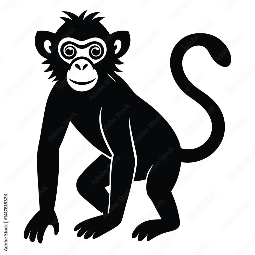 Fototapeta premium black and white illustration of a monkey