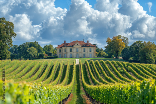 Chateau de LaFite in France with lush vineyards surrounding the estate, known for producing world-renowned wine.