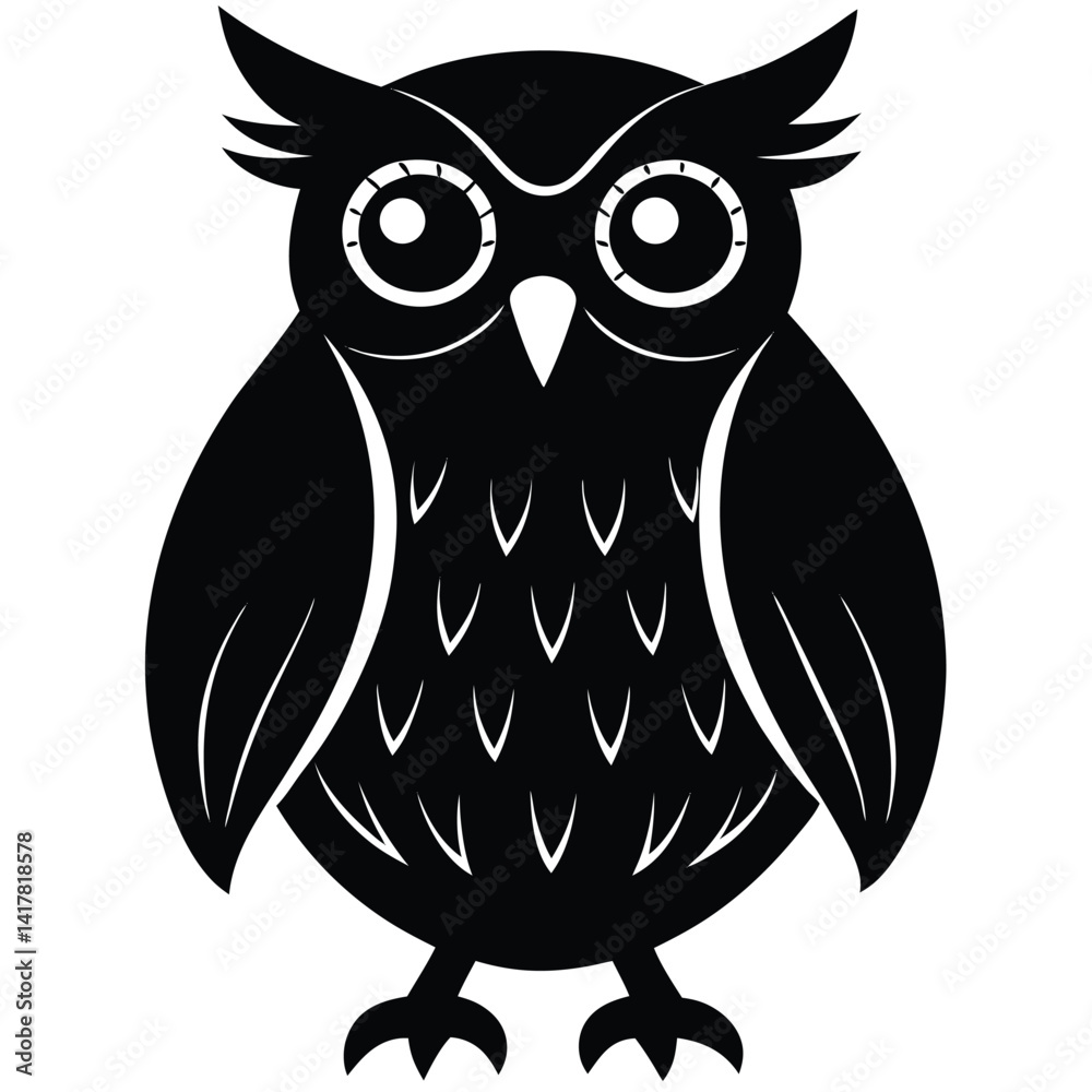 Fototapeta premium elegant wise owl bird perch logo, icon, symbol design illustration