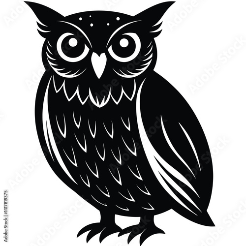 elegant wise owl bird perch logo, icon, symbol design illustration
