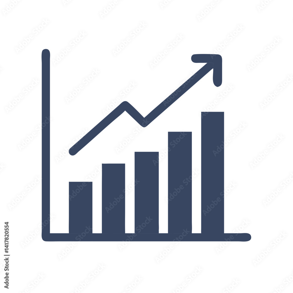 Graph with Growth Bars and Upward Arrow Icon Design Graph with Growth Bars and Upward Arrow Icon Design