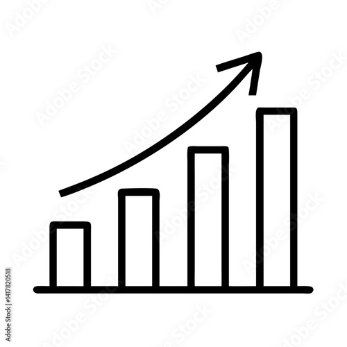 Graph with Growth Bars and Upward Arrow Icon Design