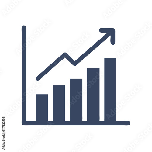 Graph with Growth Bars and Upward Arrow Icon Design