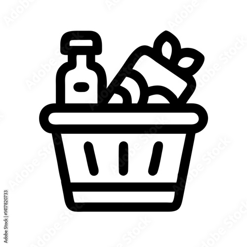 Grocery Basket with Food Items Icon Design