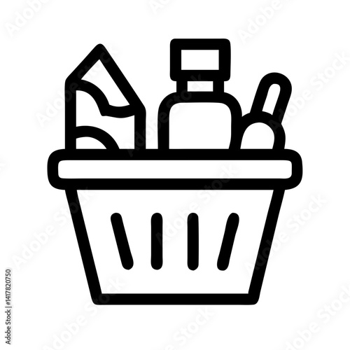 Grocery Basket with Food Items Icon Design