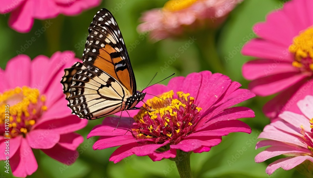 Obraz premium Closeup shot of a butterfly on a beautiful purple flower 1