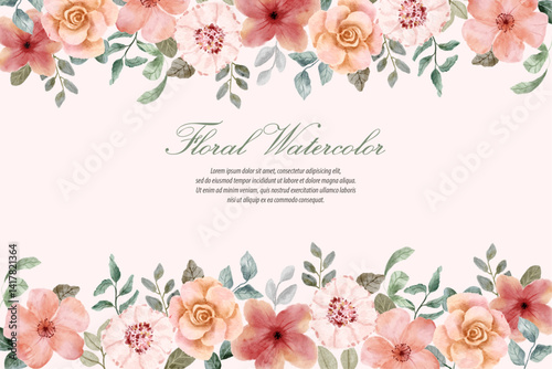 pink floral watercolor border