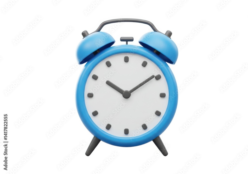 Blue alarm clock time reminder isolated on white background Blue alarm clock time reminder isolated on white background
