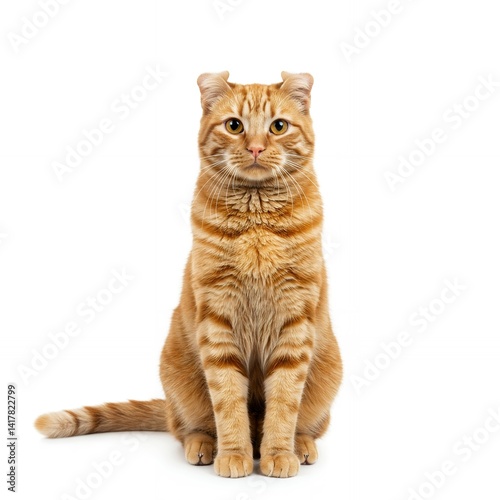 Alert orange cat sitting