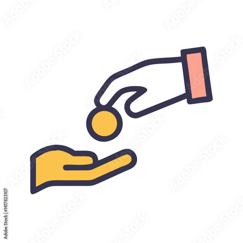 Hand Dropping Coin for Donation Icon Design