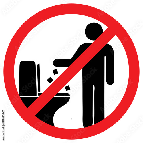 No Littering in Toilet Sticker, Toilet ban sticker with clear and bold design, ideal for maintaining cleanliness in public spaces, offices, or homes. Order directly to create a clean environment.