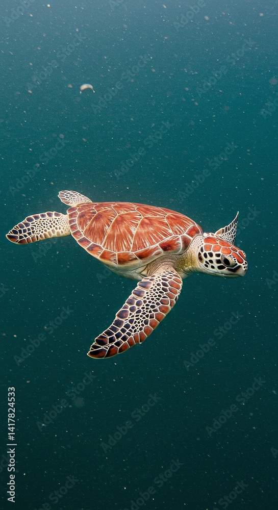Fototapeta premium Sea Turtle Swimming Gracefully in Ocean Water Wildlife