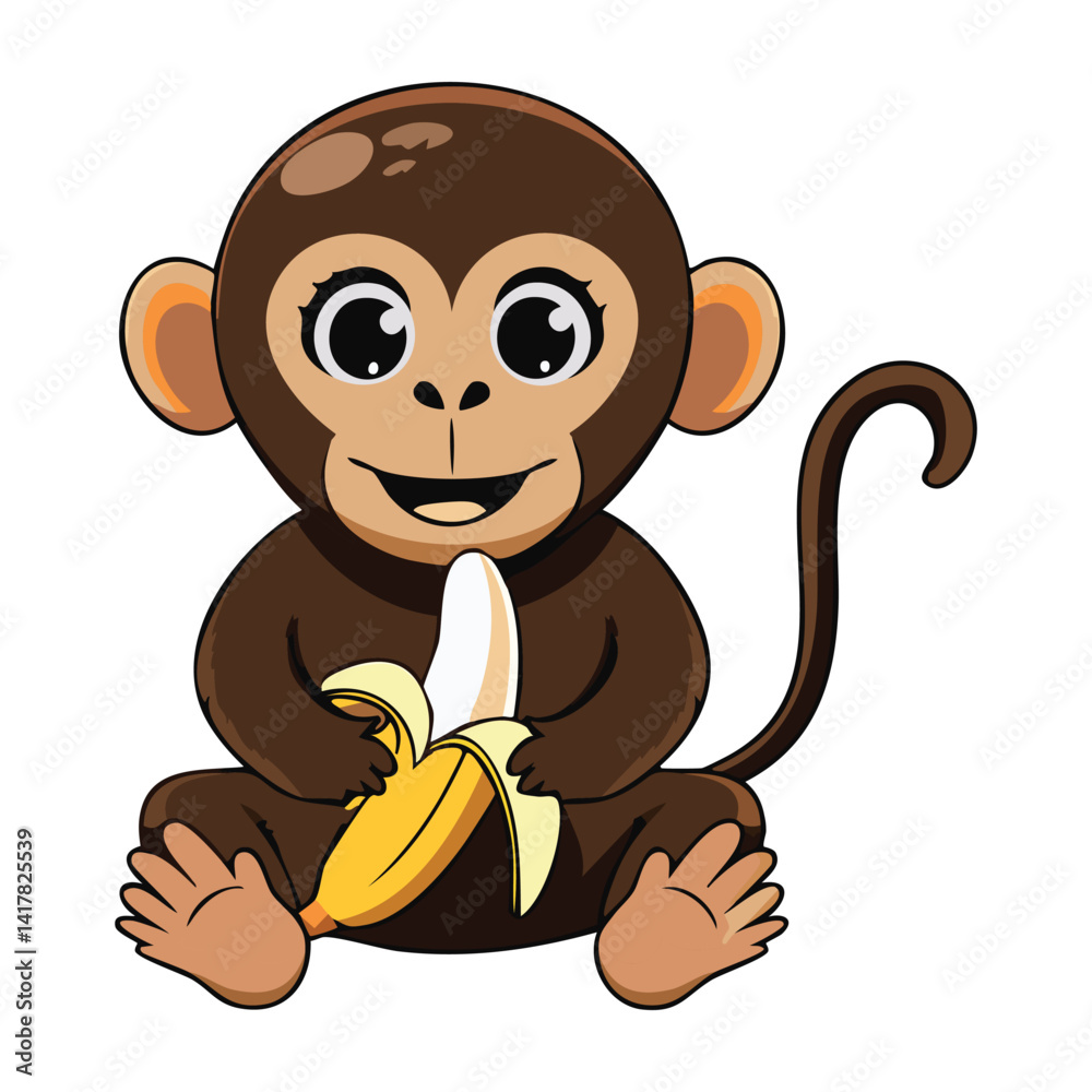 Obraz premium monkey waring diaper, vector illustrator 