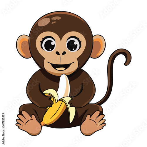 monkey waring  diaper, vector illustrator 