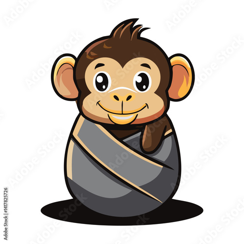 monkey waring  diaper, vector illustrator 