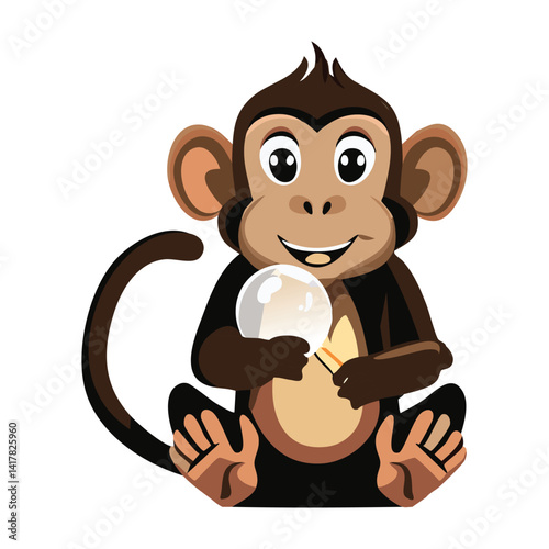 monkey waring  diaper, vector illustrator 
