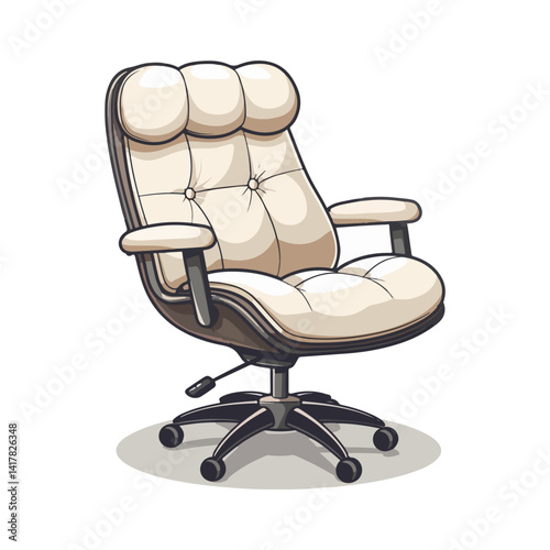 Comfortable Modern Office Chair Design Cream Leather Swivel