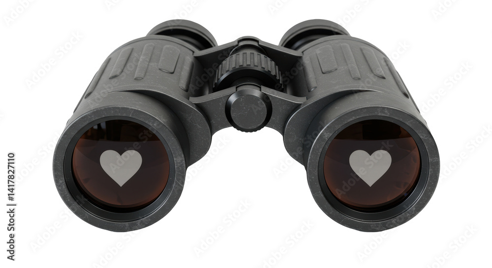 Isolated Binoculars with Heart Reflections for Love Isolated Binoculars with Heart Reflections for Love