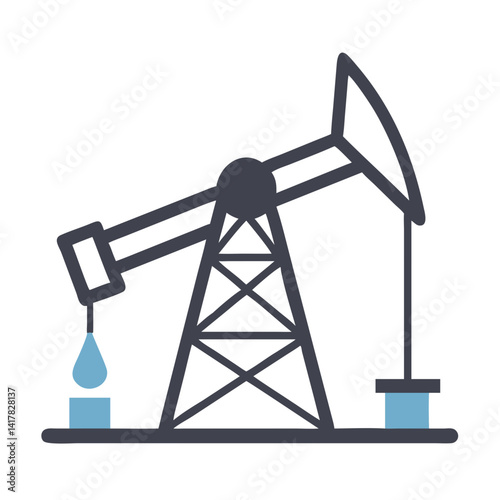 Oil Pump Jack on Black Background, Fossil Fuel