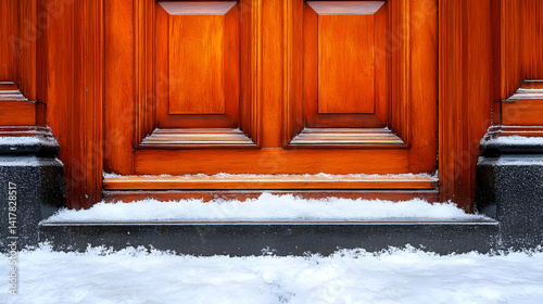 Snowy Wooden Door Steps Photo