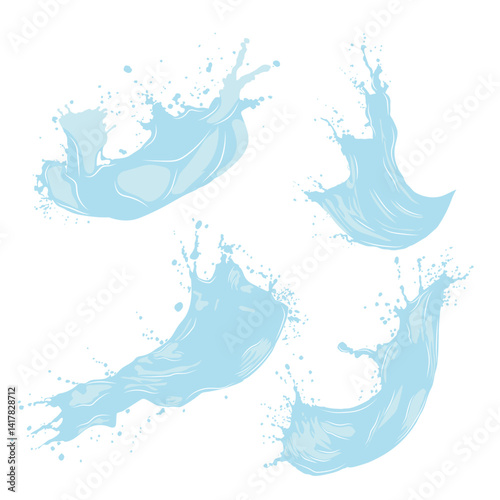 water or liquid splash or drop icons set22