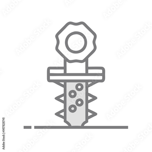 Illustration of corkscrew with a flower-shaped handle on black