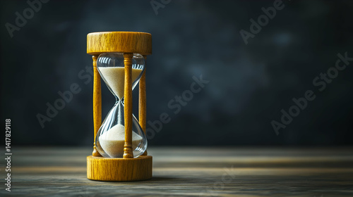 Hourglass signifying fleeting time and ephemeral moments against a dark backdrop