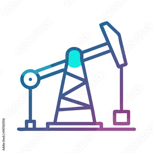 Oil pump jack outline icon on black background