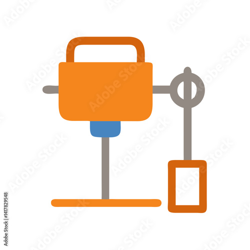 Orange concrete mixer on a black background icon