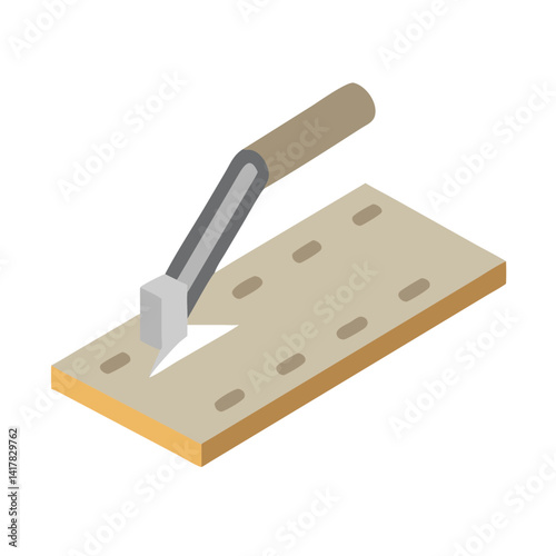 Wood chisel cuts a mortise into a piece of wood