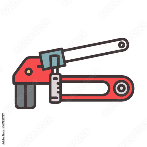 Metal strapping band tool on black background illustration