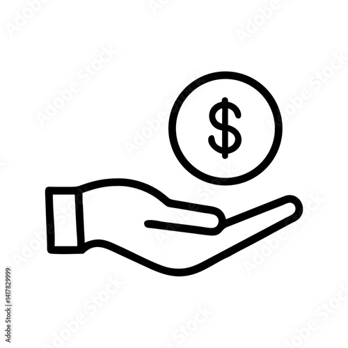 Hand Giving Coin with Dollar Mark Icon Design