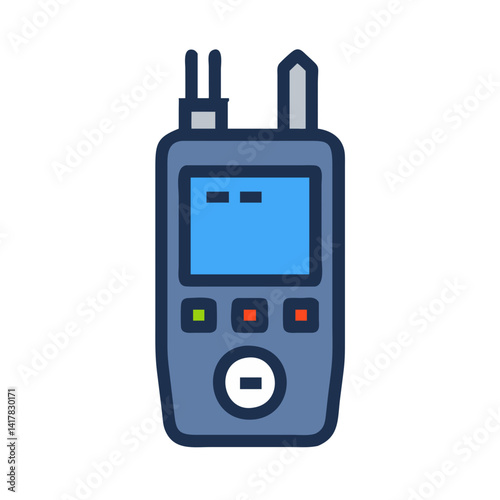 Blue handheld radio transmitter icon on black background