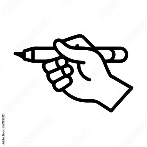 Hand Holding Pencil for Drawing Icon Design