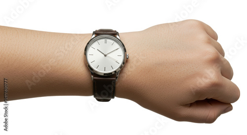 Isolated Wristwatch on Human Wrist Checking the Time