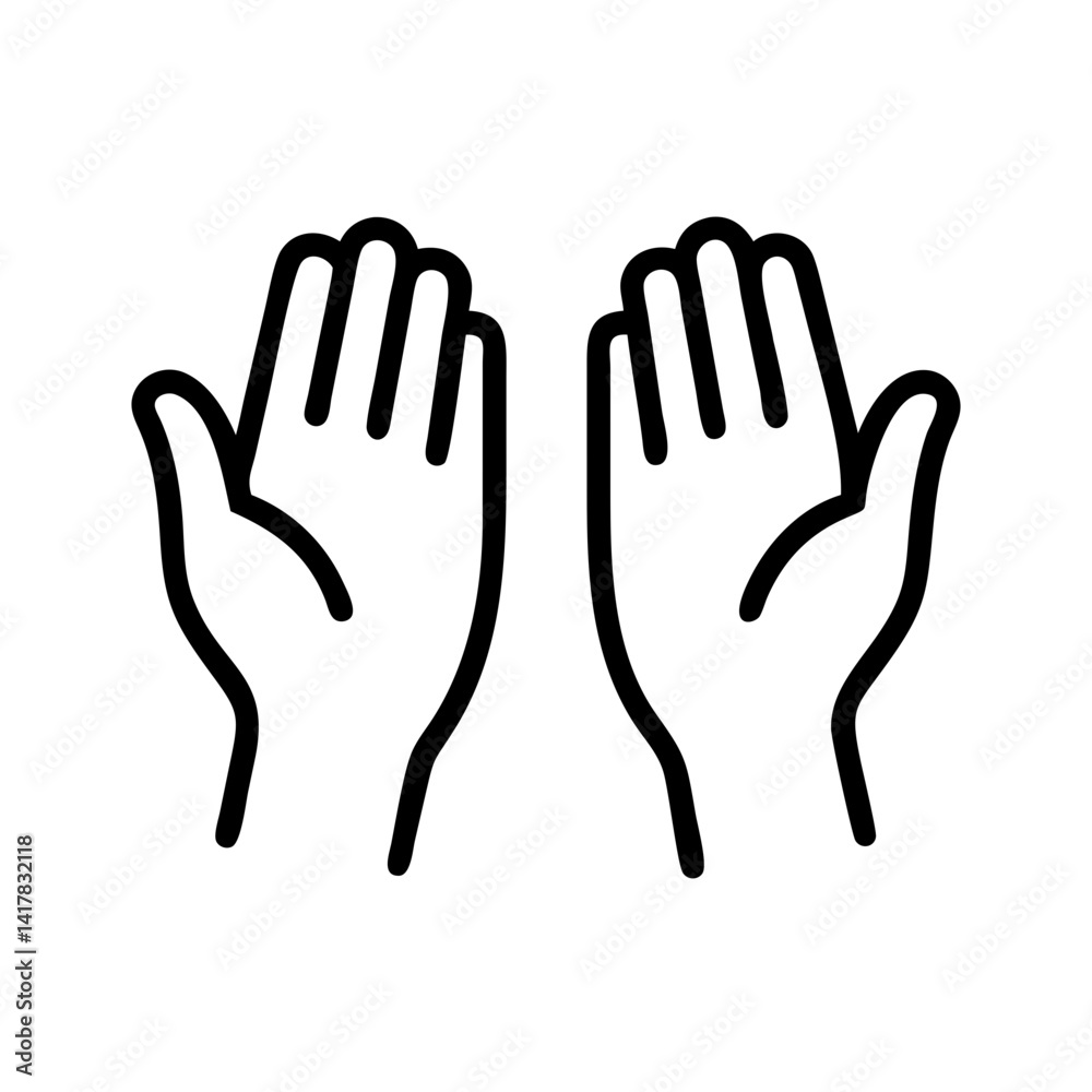Fototapeta premium Hands Raised in Prayer Gesture Icon Design