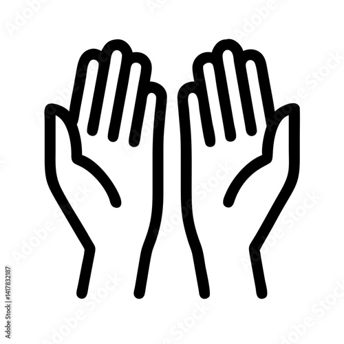 Hands Raised in Prayer Gesture Icon Design