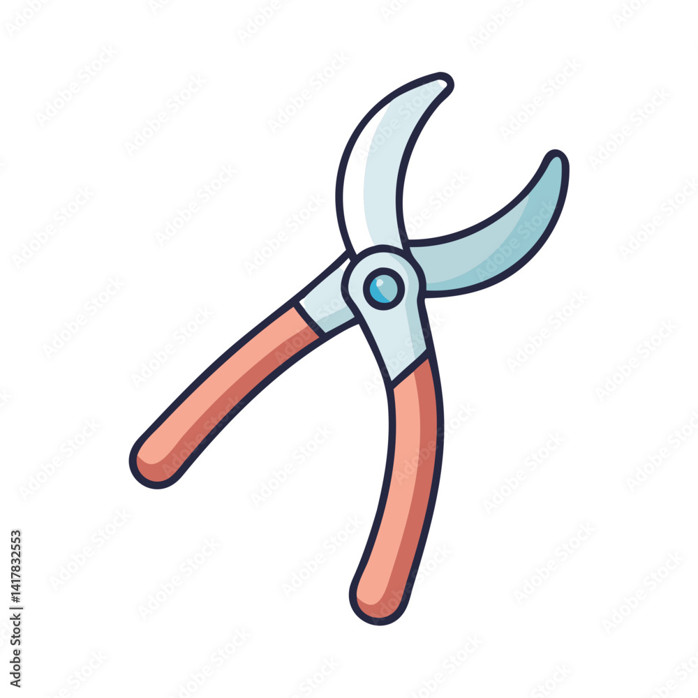 Cartoon pruning shears illustration on a black background Cartoon pruning shears illustration on a black background