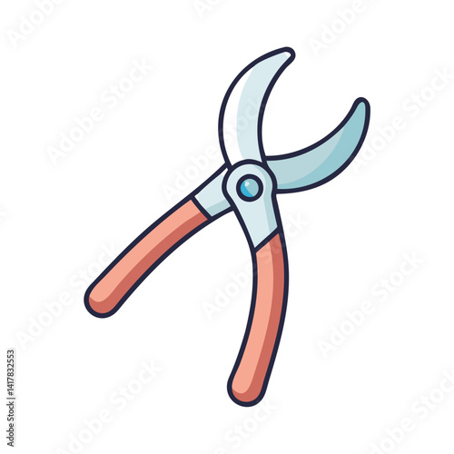 Cartoon pruning shears illustration on a black background