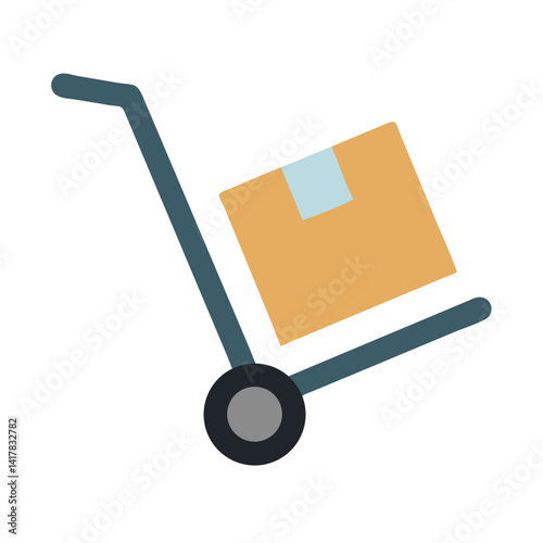 Hand Trolley Carrying Box Package Icon Design