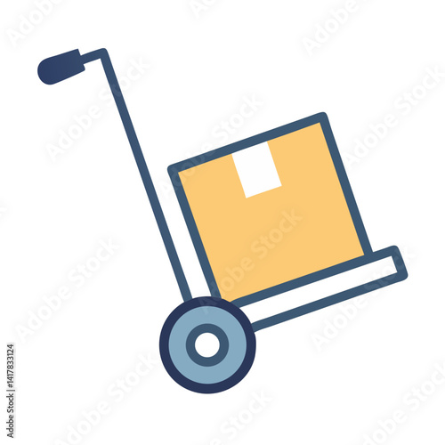 Hand Trolley Carrying Box Package Icon Design