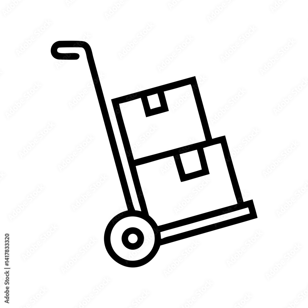 Hand Trolley Carrying Stacked Boxes Icon Design Hand Trolley Carrying Stacked Boxes Icon Design