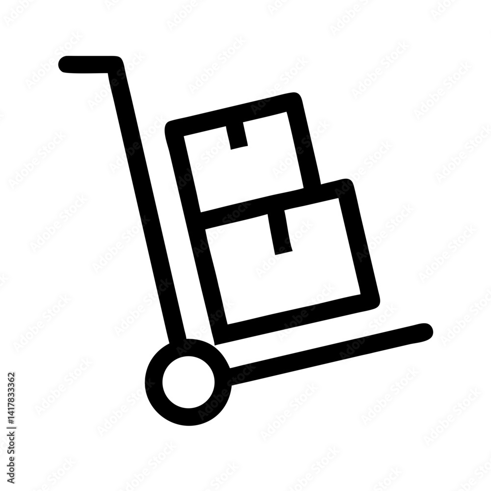 Hand Trolley Carrying Stacked Boxes Icon Design Hand Trolley Carrying Stacked Boxes Icon Design
