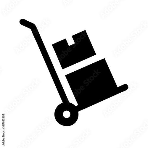Hand Trolley Carrying Stacked Boxes Icon Design