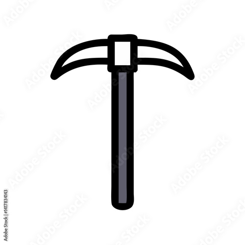 Simple white and grey pickaxe on black background