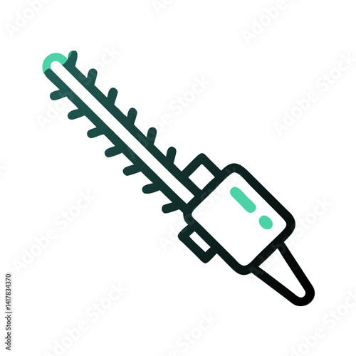 Teal Hedge Trimmer Icon on Black Background