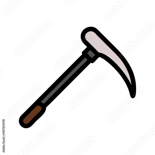 Isolated minimalistic scythe illustration on black background