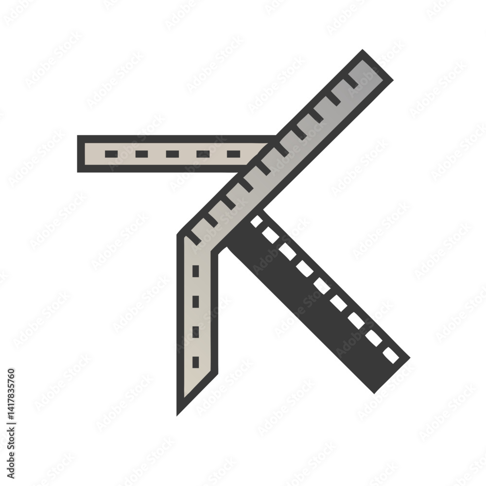 Ruler and Try Square Flat Icon Design Illustration Ruler and Try Square Flat Icon Design Illustration