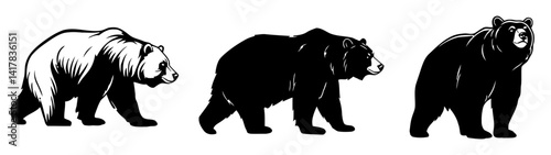 Walking Bear Vector Pack Different Styles of Bear Silhouettes for Nature and Wildlife Designs.