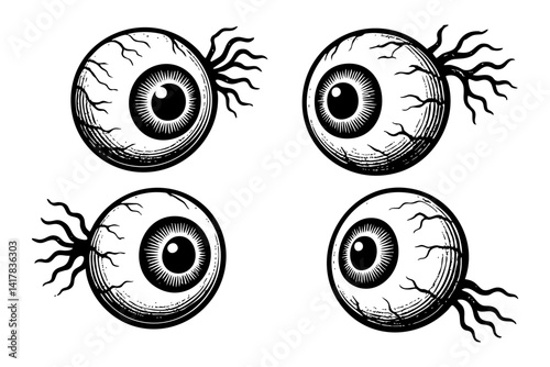 eyeball 1950s retro illustration style